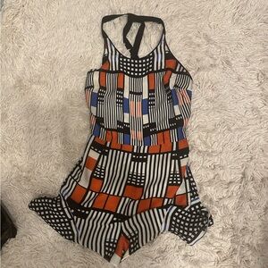 Geometric Patterned Halter Romper